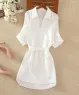Đầm sơ mi cột dây eo màu Trắng