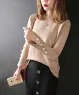 Áo len tay loe đính nút kiểu màu Nâu
