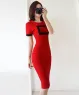 Đầm ôm công sở cao cấp tay ngắn màu Đỏ