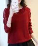 Áo len dệt kim dài tay phối họa tiết màu Đỏ