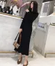 Đầm len dài tay dáng dài màu Đen