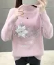 Áo len họa tiết bông tuyết màu Hồng