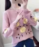 Áo Len tay dài thêu hoa nổi màu Hồng