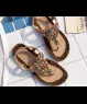 Sandal xỏ ngón tam giác đính phụ kiện đa sắc màu Vàng mơ