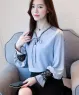 Áo sơ mi tay phồng phối dây màu Xanh dương
