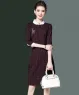 Đầm công sở cổ Peter Pan tay lỡ màu Đỏ sẩm