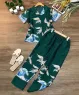 Set pijama tay ngắn họa tiết chim hạc màu Xanh