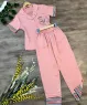 Set pijama lụa satin họa tiết gấu màu Hồng