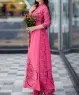 Áo dài truyền thống in 3D họa tiết hoa hồng màu Hồng