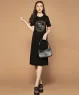 Đầm suông thun dáng dài họa tiết đá chữ N màu Đen