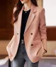 Áo Vest Blazer dài tay kết nút tay áo màu Cam hồng