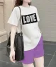 Bộ short thun cotton họa tiết chữ love màu Trắng, tím