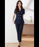 Set vest công sở tay ngắn kết nút màu Xanh đen