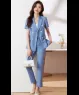 Set vest công sở tay ngắn kết nút màu Xanh ngọc