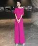 Set bộ áo lệch vai quần ống suông thanh lịch màu Hồng