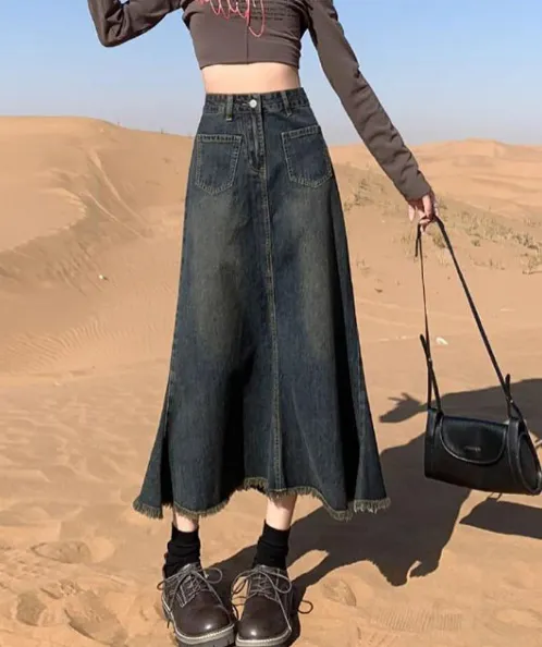 Cách bảo quản chân váy jean dài luôn bền màu và đẹp như mới-2007 clothing