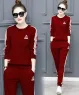 Set bộ thun thể thao ống bo viền màu cá tính màu Đỏ