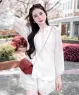 Set bộ thô thêu dáng suông họa tiết hoa màu Trắng