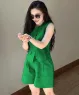 Set bộ quần short áo cổ tròn phối nút màu Xanh