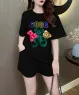 Set bộ short thun cotton họa tiết gấu Gogo màu Đen