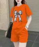 Bộ short thun cotton phom suông họa tiết nơ màu Cam