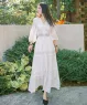Đầm maxi cotton phối ren thêu màu Trắng