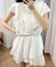 Set bộ cotton phối bèo cách điệu màu Trắng