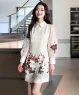 Đầm suông chữ A họa tiết tuần lộc màu Trắng