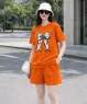 Bộ short thun cotton phom suông họa tiết nơ màu Cam