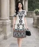 Đầm suông chữ A họa tiết cổ điển sang trọng màu Trắng đen