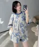 Bộ short thun cotton họa tiết hoạt hình gấu màu Xám, xanh