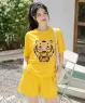 Set bộ short thun cotton họa tiết tiger màu Vang