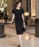 Đầm tiệc dáng ôm tay bèo hoa sang trọng màu Đen